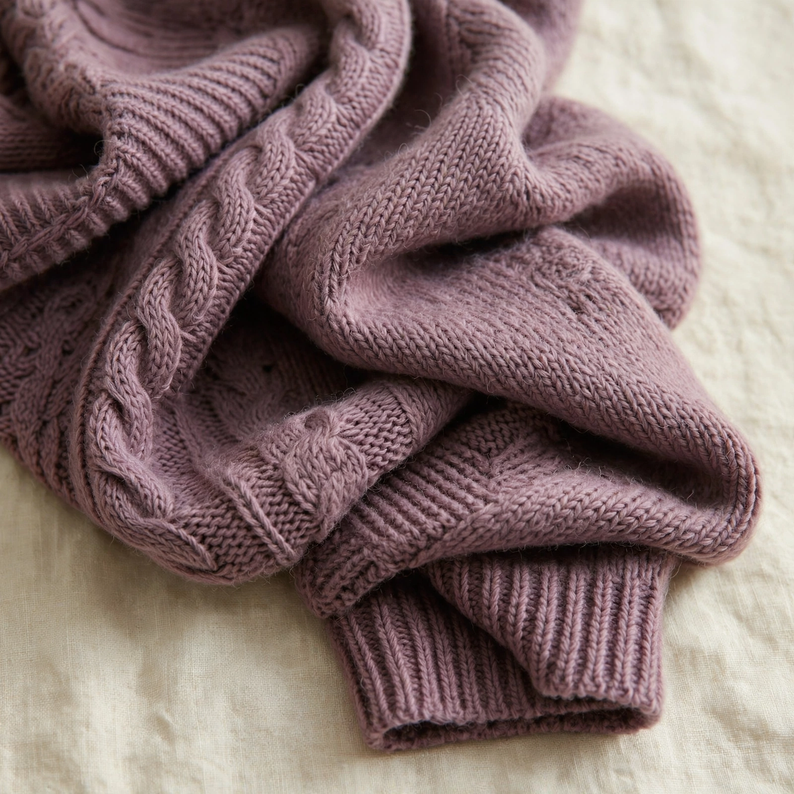 Cardigan Rajut Kabut warna dusty mauve
